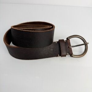 Frye Leather Belt Large Dark Brown Excellent DC861C Rugged Buckle